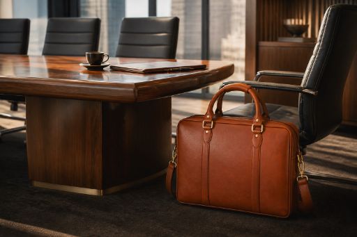 The Diplomat Briefcase in a refined boardroom setting