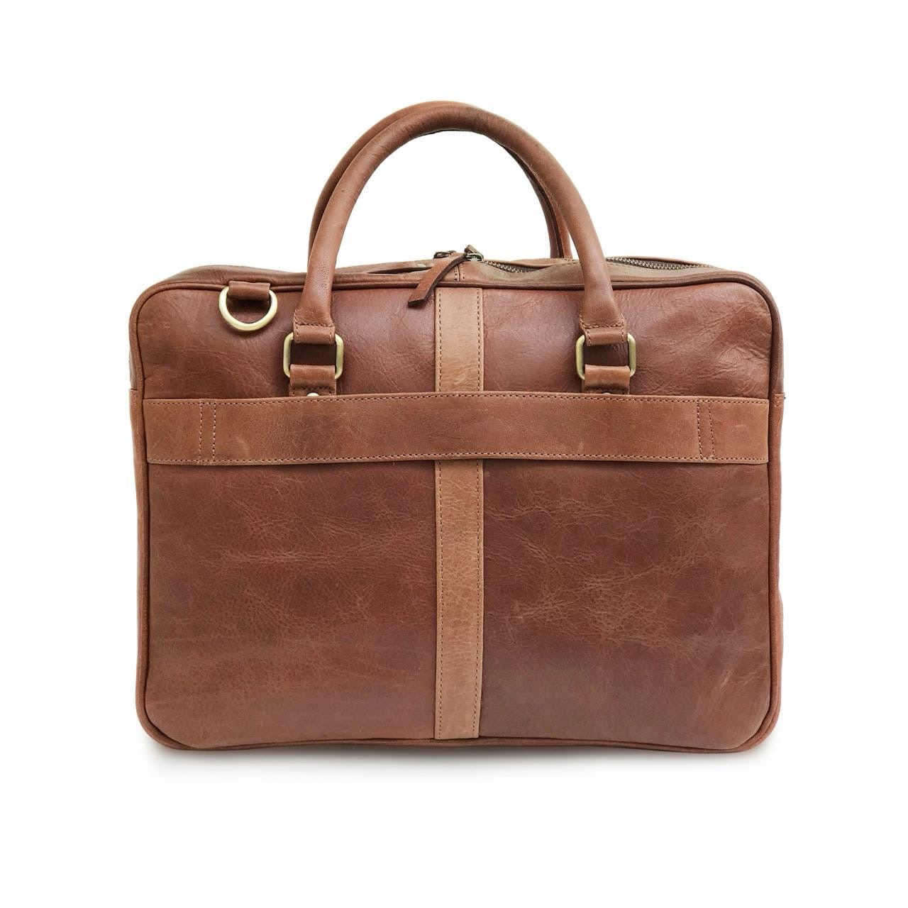 The Commuter Slim Briefcase in cognac leather