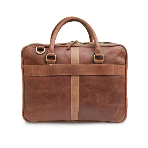 The Commuter Slim Briefcase in cognac leather