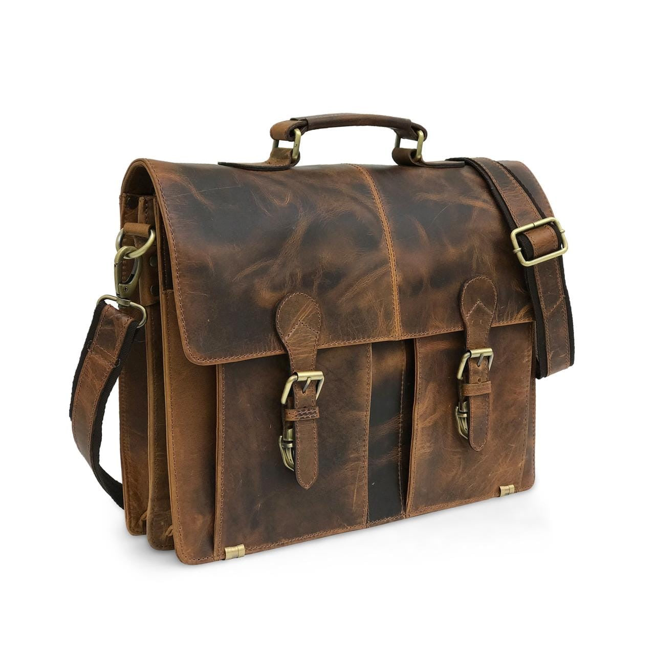 The Heritage Messenger Satchel in vintage brown leather