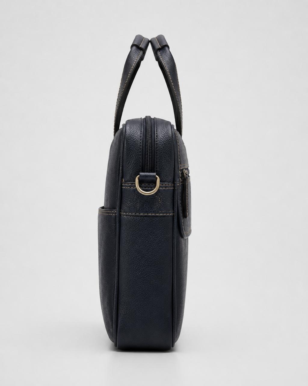 The Navigator Navy Briefcase — side