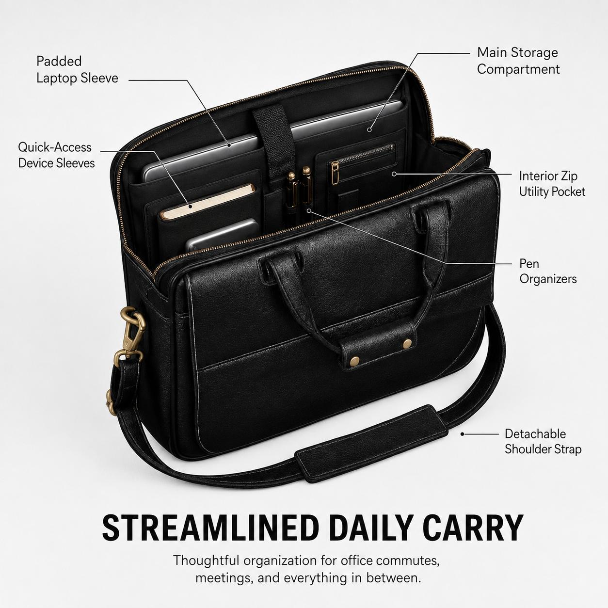The Navigator Briefcase in Black