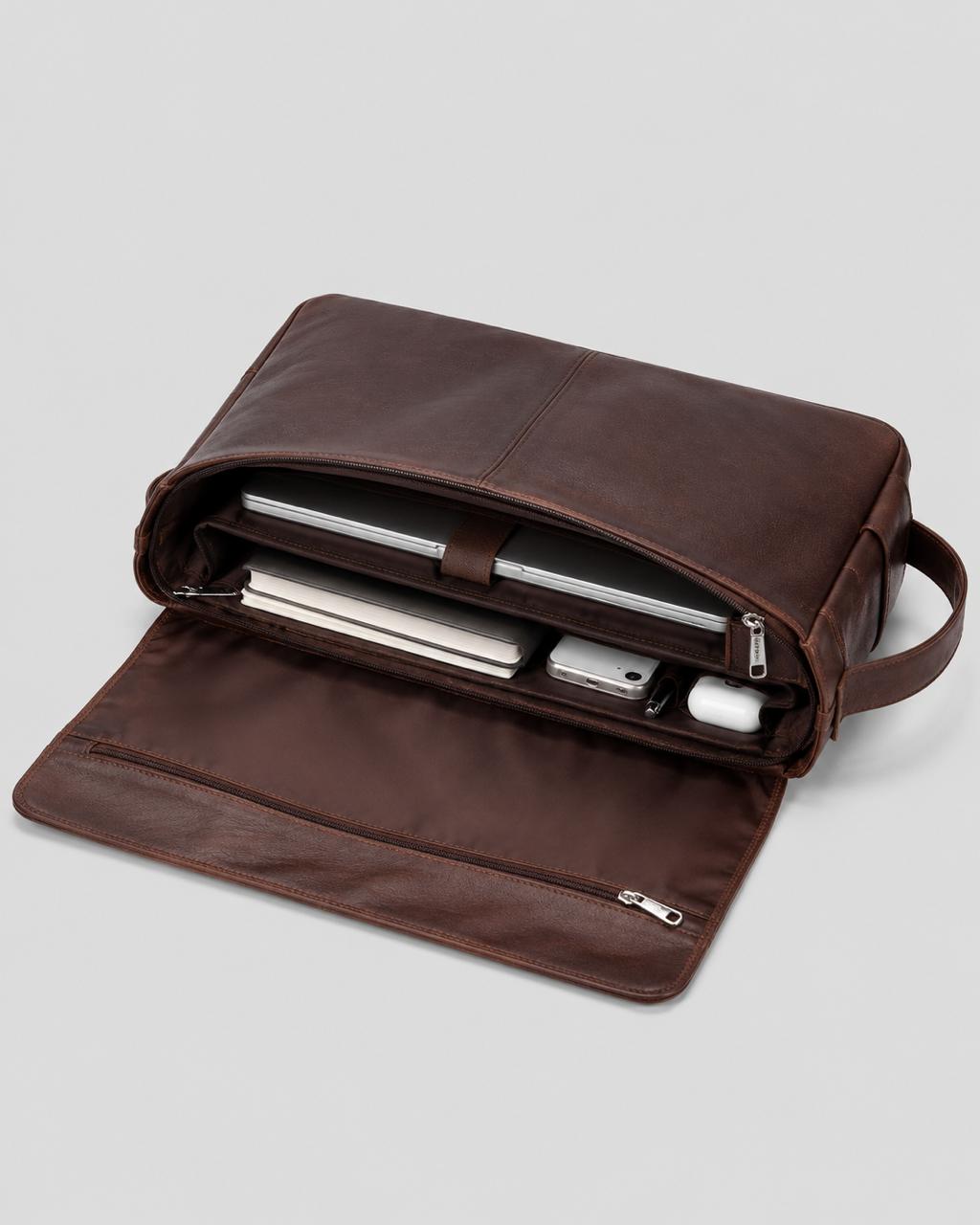 The Walnut Slim Briefcase — interior